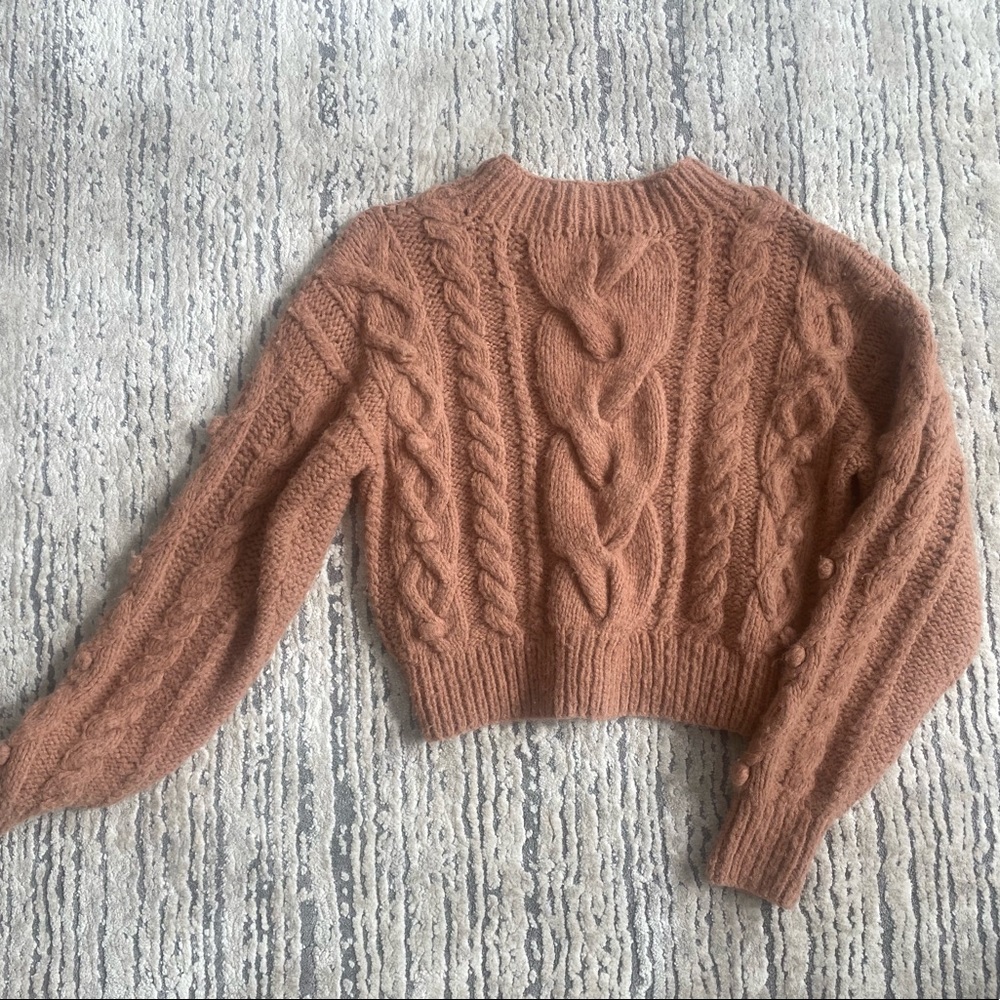 Doen Reed Sweater Alpaca Cable Knit Pop Pom